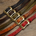 Retro Distressed Men's Genuine Leather Belt, Unique Wave Copper Buckle Hand-Embossed Belt