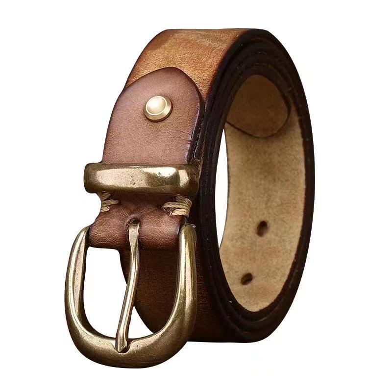 Vintage - Style Men's Belt with Copper Buckle