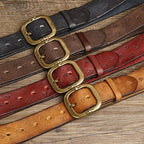 Men's Genuine Leather Belt with Bold Texture, Matte Metal Buckle Shapes a Stylish Silhouette