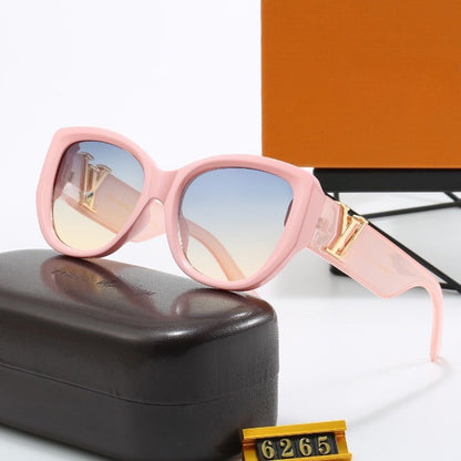 Light-Tone Gold-Accent Oval-Frame Sunglasses