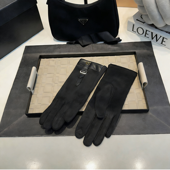 Suede Gloves with Contrast Trim Accents